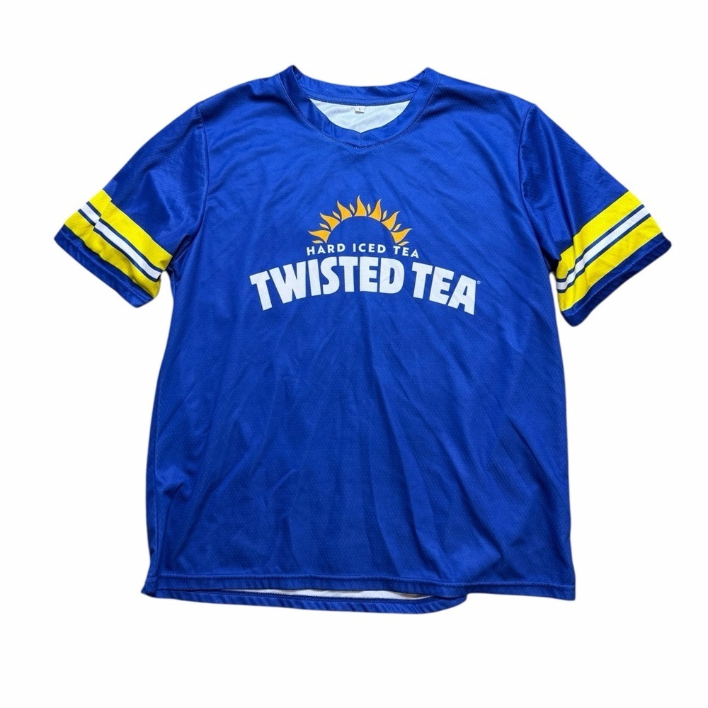 Twisted Tea Blue and Yellow Jersey Shirt Blue Yellow Size Large